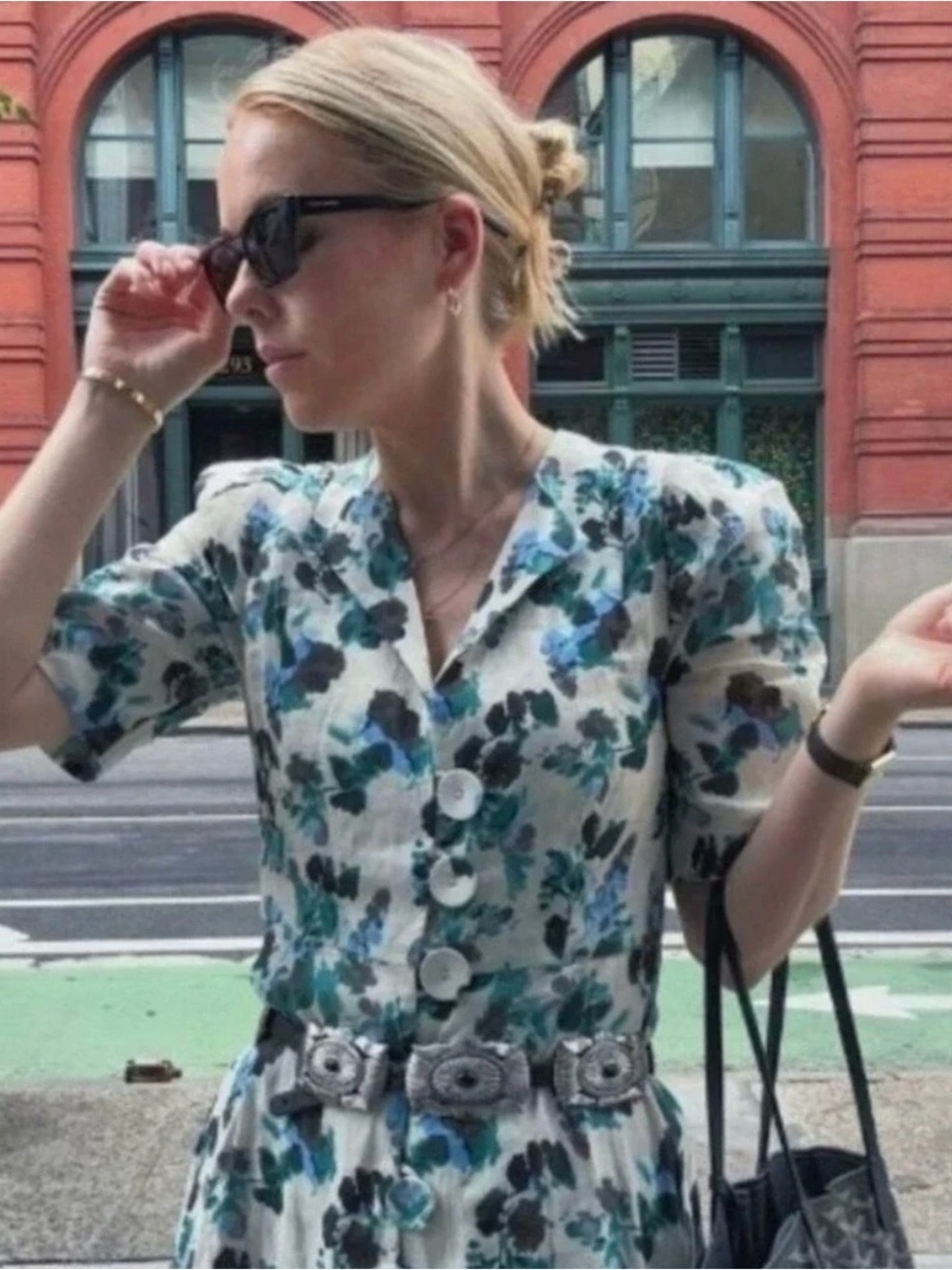 Small Tuckernuck Blue Blooms Linen Midi Dress - Picture 6 of 10
